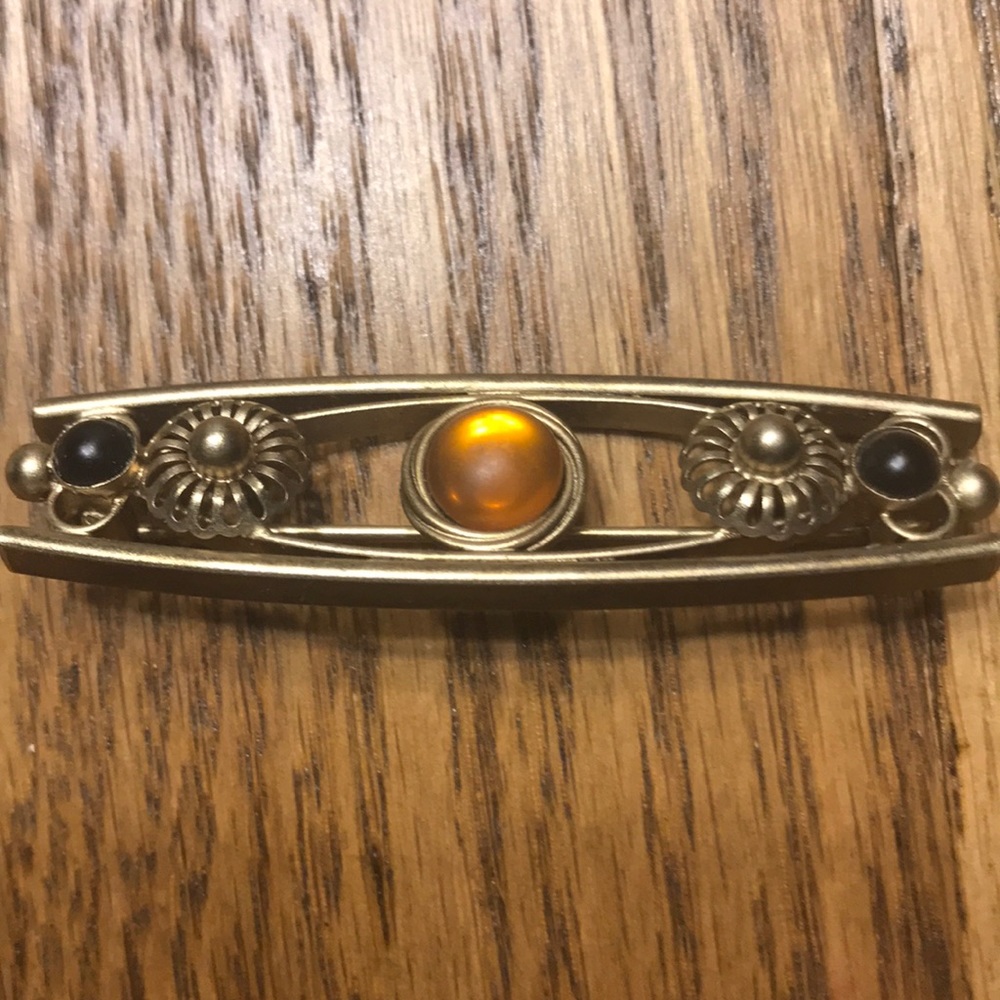 Dina Panagopoulos Amber & Onyx Brooch